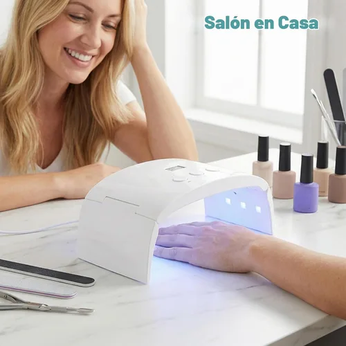 Vista 2 de Lámpara de uñas LED UV espaciosa secadora de luz de curado plegable para esmalte de uñas de gel (lámpara blanca pro)