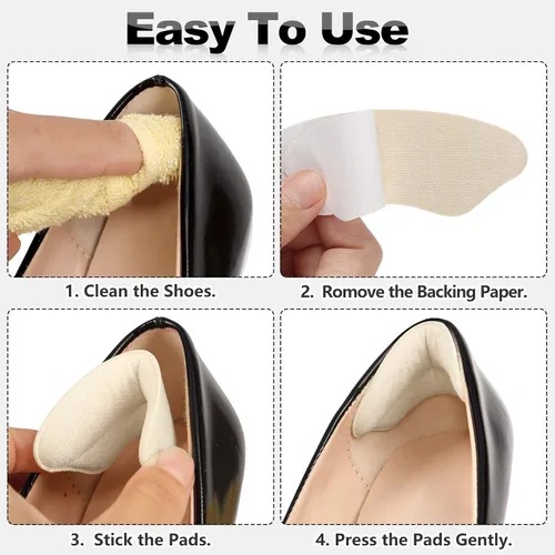 Vista 4 de Almohadillas de talón para zapatos demasiado grandes, 6 pares de almohadillas de talón para mujeres, forros de talón para hacer que los zapatos sean