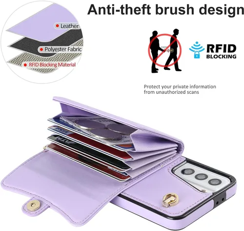 Vista 2 de Funda para Samsung Galaxy S21 de 6.2 pulgadas, bandolera con correa de hombro, funda protectora de moda para Galaxy S21 (morado)