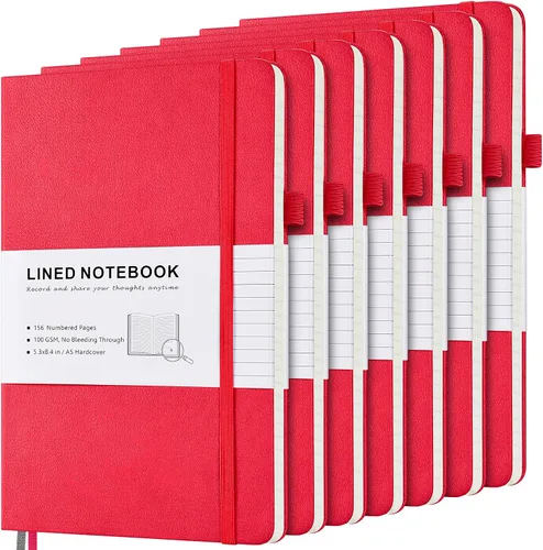 Vista 7 de Paquete de 7 cuadernos a rayas, de piel sintética de tapa dura para hombres y mujeres, páginas numeradas gruesas de 3.53 oz/m² con contenido