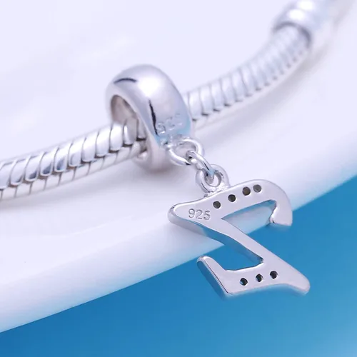 Vista 111 de ABUN Abalorio de plata de ley 925 con letra A a la Z, espaciador de inicial, con circonita cúbica transparete colgante, auténtica, para pulseras
