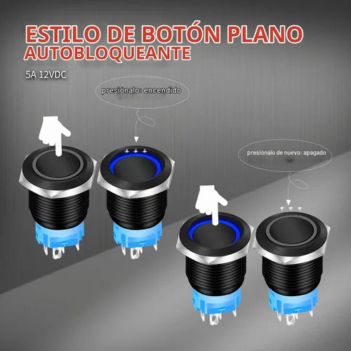 Vista 5 de DaierTek - Interruptor de botón de encendido y apagado, 0.472 in CC, 4 pines, 12 V, impermeable, interruptor de metal con arnés de cableado y luz