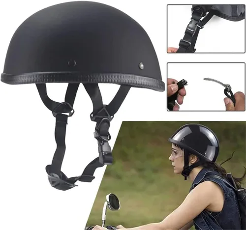 Vista 4 de Casco pequeño de media cáscara, casco retro ultrafino, casco de motocicleta para hombres y mujeres, casco de motocicleta eléctrica de media cara
