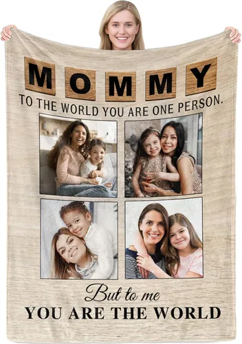 Vista 10 de MeMoShe Manta personalizada para el día de la madre, regalos de hija, hijo, manta personalizada con fotos, regalos para mamá, mujeres, regalos