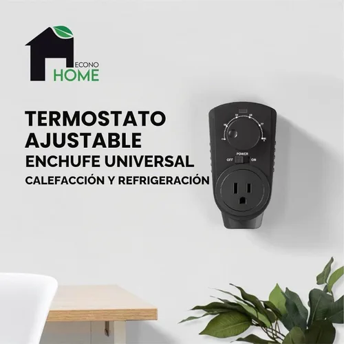 Vista 2 de EconoHome - Termostato ajustable universal con enchufe para calefacción y refrigeración - Compatible con la mayoría de los calentadores de pared