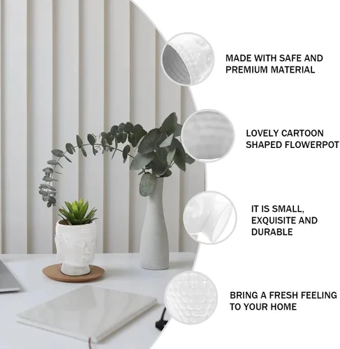 Vista 7 de Happyyami Maceta de cerámica para plantas de interior, diseño de estatua de Buda para decoración del hogar, 1 ud