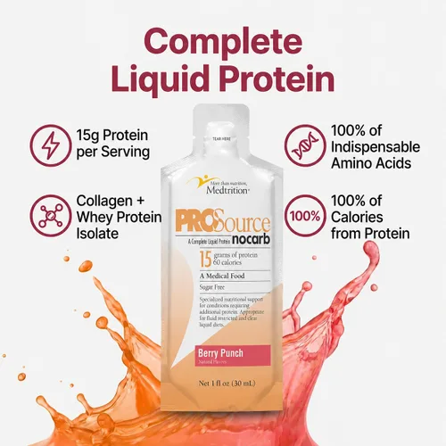 Vista 3 de Medtrition ProSource NoCarb Berry Punch - Paquete de 25-1 fl oz