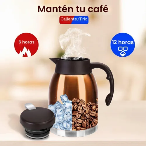 Vista 4 de 54oz Thermal Coffee Carafe, Stainless Steel Insulated Vacuum Coffee Carafes Bronce