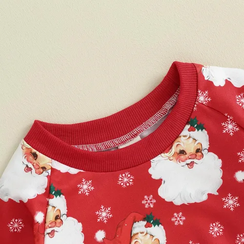 Vista 4 de Ropa de Navidad para bebé de dibujos animados, estampado de hombre de jengibre, sudadera de manga larga, pantalones, 2 piezas