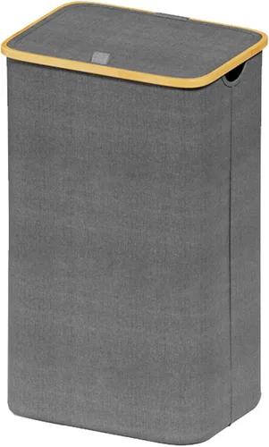 Vista 7 de SUOCO Cesta de lavandería con ruedas 100L, canasta de ropa con tapa y asas de bambú, cesta plegable para la ropa sucia para dormitorio, baño, Negro