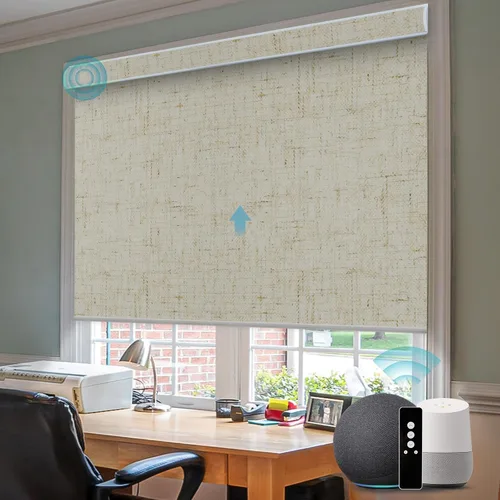 Vista 39 de SmartWings Z-Wave/Zigbee Smart - Persianas enrollables, vinilo beige Persianas motorizadas eléctricas 100% opacas con control remoto, persianas