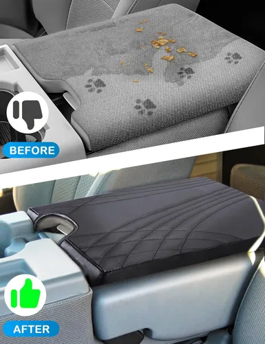 Vista 4 de Funda de consola central para Ford F150 2015-2024, F250 F350 F450 2017-2024 con asiento de salto 40/20/40, funda de consola, funda de asiento
