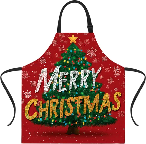 Vista 44 de ANNA QUEEN Delantal de Feliz Navidad para mujeres y hombres con bolsillos, delantal de muñeco de nieve, delantal de cocina ajustable para cocinero