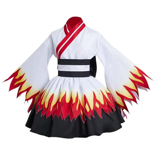Vista 7 de Rengoku - Vestido de cosplay Zenitsu para cosplay, Lolita, vestido kimono con peluca (XL, rojo (peluca)