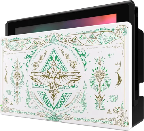 Vista 6 de eXtremeRate Custom Soft Touch Grip Faceplate for Nintendo Switch Dock, Glow in Dark - Totem of Kingdom White DIY Replacement Housing Shell for