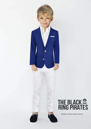 Vista 2 de Black n Bianco Golden Age - Chaqueta tipo blazer ajustada con botones de latón presentada por The Black Ring Pirates