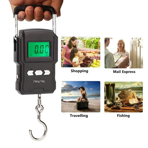 Vista 4 de Báscula Lugagge recargable portátil con gancho electrónico, bolsa colgante digital, báscula de peso para equipaje, báscula de pesca con cinta