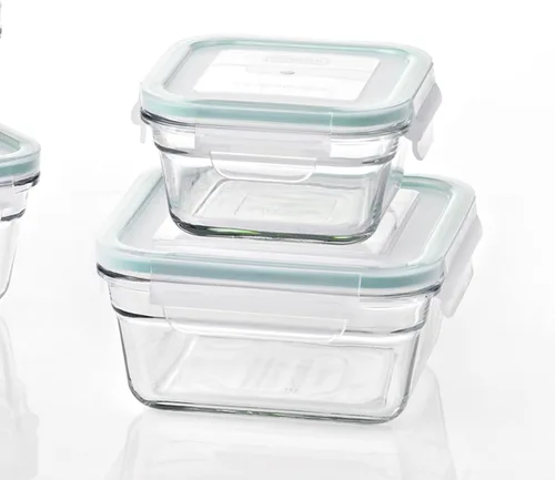 Vista 7 de Glasslock Juego de 10 recipientes de almacenamiento de alimentos de vidrio aptos para horno y microondas