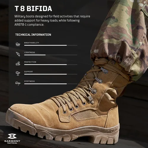 Vista 2 de GARMONT TACTICAL T8 Bifida Military Combat Boots for Men and Women, Army, Air Force, AR670-1 Compliant Footwear, Suede Leather, Multi-Terrain Shoes