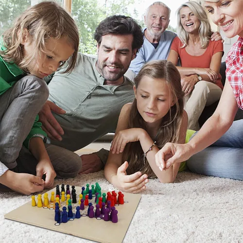 Vista 7 de Juegoal Juego de mesa de madera 7 en 1 para niños y adultos, juego de mesa clásico de viaje portátil
