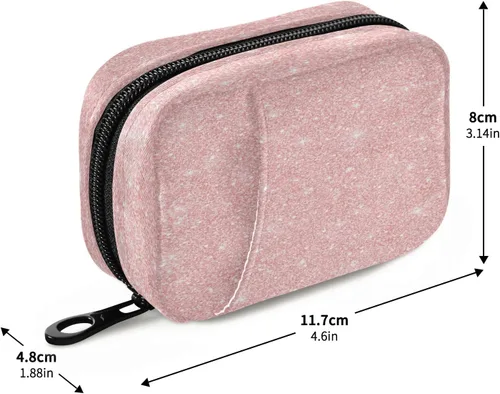 Vista 3 de Plaaee Pastillero organizador de pastillas con purpurina rosa, contenedor portátil de 7 días, organizador de píldoras, soporte para suplementos