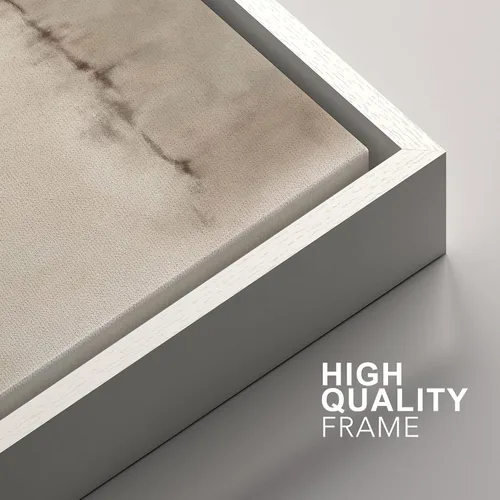 Vista 221 de SIGNFORD - Set de obras de arte en lienzo enmarcado para pared, ilustraciones abstractas de neblina del desierto en tonos neutros beige y marrón