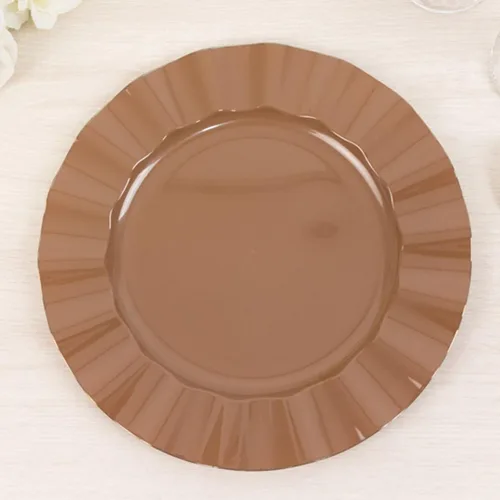 Vista 42 de Efavormart 10 Pack Platos redondos de plástico negro de 6" para postre y ensalada, platos desechables para aperitivos con borde ondulado dorado