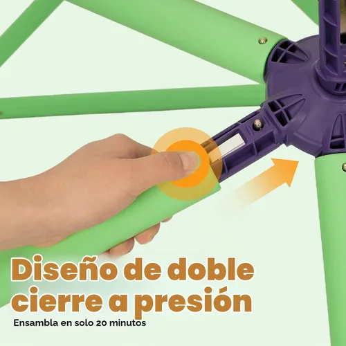 Vista 7 de Zupapa Monkey Bars Cúpula de Escalada con Hamaca - Gimnasio de la Jungla Resistente y Portátil con Hamaca para Niños, Conjunto de Juegos de Patio