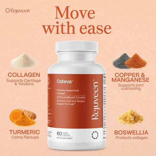 Vista 3 de Osteva Suplemento para el apoyo de las articulaciones para mujeres Colágeno de alta potencia, cúrcuma, boswellia para cartílagos y tendones