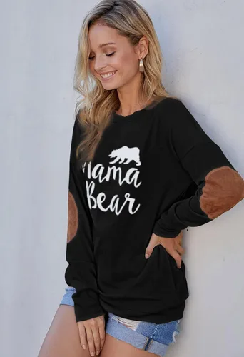 Vista 4 de Pink Queen - Blusa suelta de mujer con cuello redondo, camiseta de manga murciélago con parches