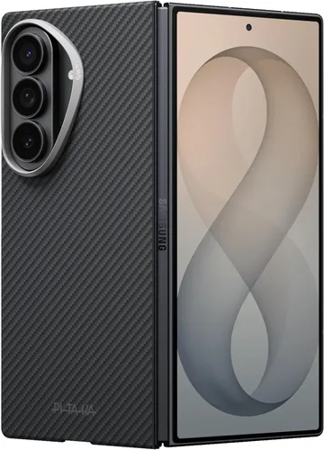 Vista 9 de pitaka Funda para Z Fold 8, sensación sin funda, tejido de aramida, negro Negro/Gris (Sarga)