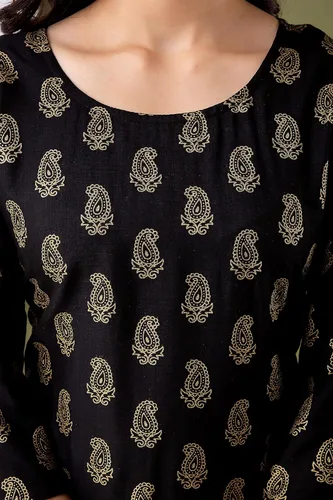 Vista 5 de Chandrakala Kurti Sharara - Conjunto de túnica de rayón para mujer, vestido de verano indio, (K163-P)