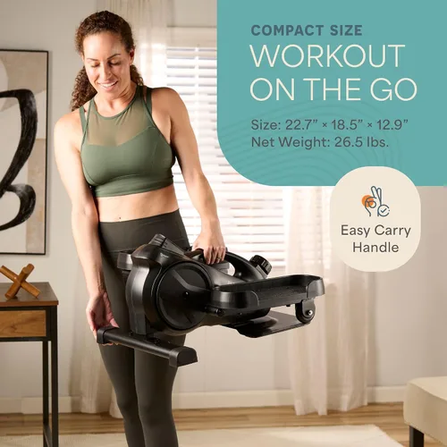 Vista 8 de Lifepro Portable Under Desk Elliptical Exercise Machine - Manual Pedal Exerciser for Home Workouts, Muscle Toning, Energy Boost - Mini Foot & Leg