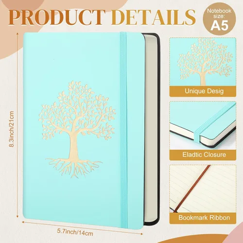 Vista 2 de Dispowreath Paquete de 10 cuadernos rayados de cuero A5 de tapa dura para escribir, 200 páginas, 10 colores, bloc de notas para viajes, trabajo
