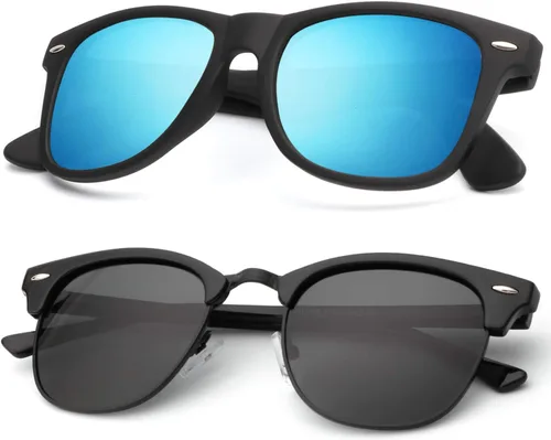 Vista 31 de KALIYADI Gafas de sol polarizadas para hombres y mujeres, marco semi sin montura, para conducir con bloqueo UV A01-(1 Pack) Tortuga Mate G15