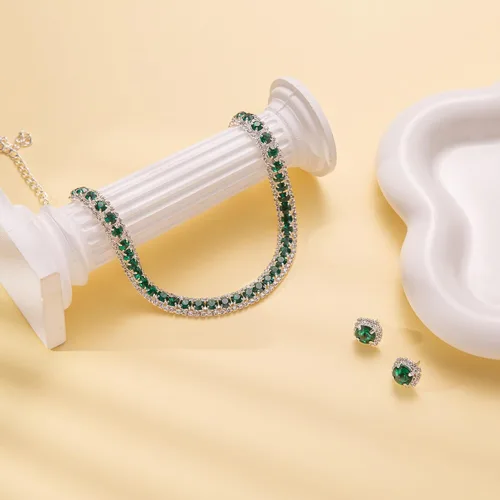 Vista 10 de Collar de gargantilla nupcial de cristal de diamantes de imitación para mujer