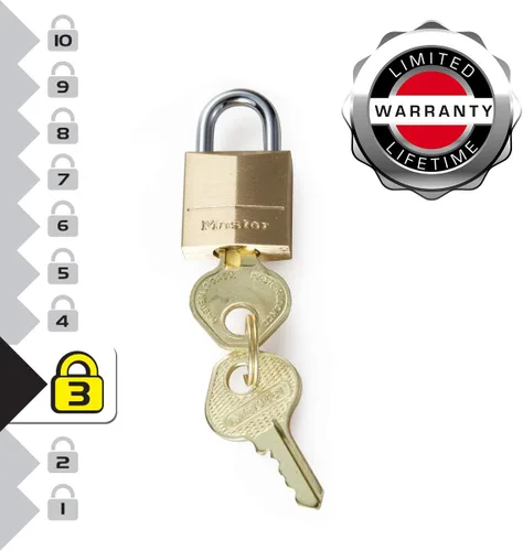 Vista 14 de Master Lock 120Q Candados anchos con llave, 3/4 pulgada, latón macizo, 4 unidades, 120Q