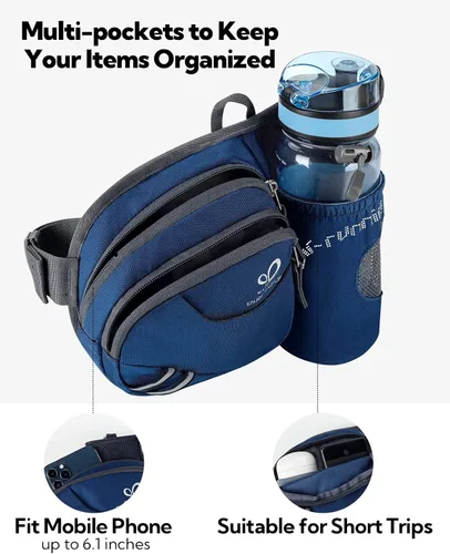 Vista 4 de Waterfly - Cangurera de senderismo con soporte para botella de agua para hombres y mujeres, para correr y pasear al perro, para iPhone 8 Plus