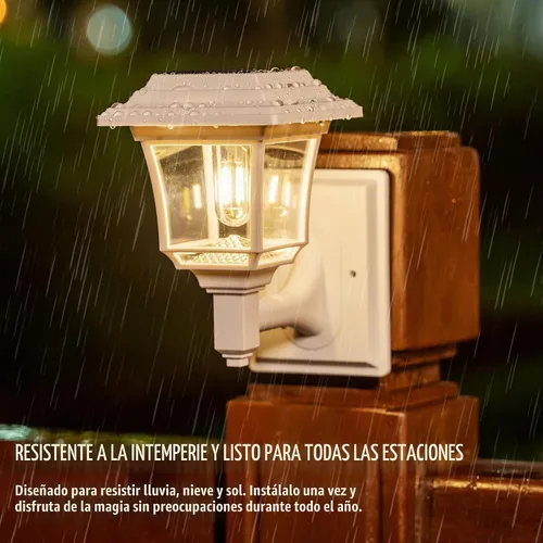 Vista 5 de LeiDrail Farol solar de pared, 2 modos de luces solares para valla con bombilla Edison, accesorios para casa de juegos al aire libre, impermeable