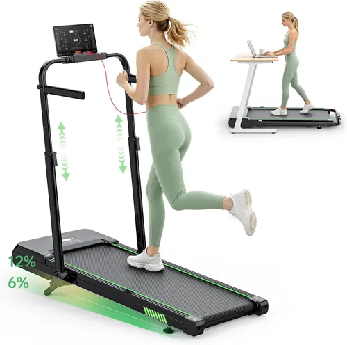 Vista 8 de AKLUER Walking Pad Treadmill with 12% Auto Incline Adjustable Handlebar Negro mate