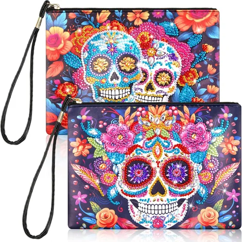 Vista 11 de Geyoga 2 Piezas Monederos de Pintura de Diamantes DIY 5D Pintura de Diamantes DIY Bolso de Mano Arte de Diamantes Bolso de Muñeca Clutch