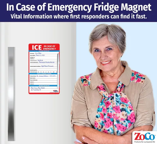 Vista 6 de Safety Magnets by ZOCO - Imán de contacto en caso de emergencia (ICE) para personas mayores - Tarjeta de información médica File of Life