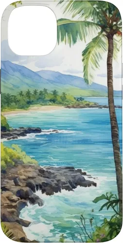 Vista 15 de Tropical Hawaii Forest Beach Ocean Art Aesthetic Case for iPhone 16