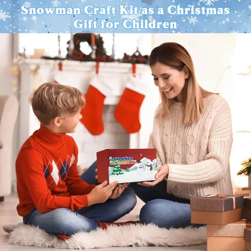 Vista 4 de Kit de 9 unidades para crear un muñeco de nieve de arcilla para modelar, manualidades de invierno para niños, kit de manualidades de muñeco de nieve