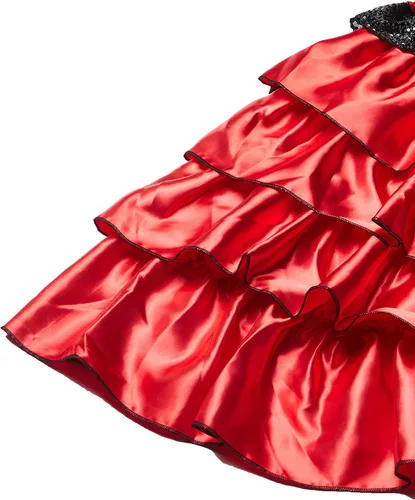 Vista 3 de Disfraz de flamenca española para niña, M, Rojo y negro