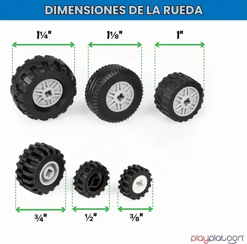 Vista 3 de Play Platoon Juego de ruedas, neumáticos y ejes de 144 piezas, compatible Juego de ruedas y ejes de 144 piezas