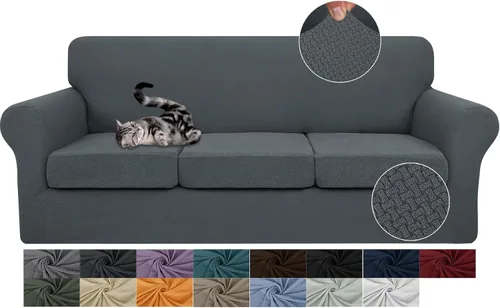 Vista 30 de JIVINER Fundas de sofá de 3 piezas para sofá de 2 cojines, funda elástica para sofá con 2 fundas de cojín de asiento extra grandes, fundas de sofá