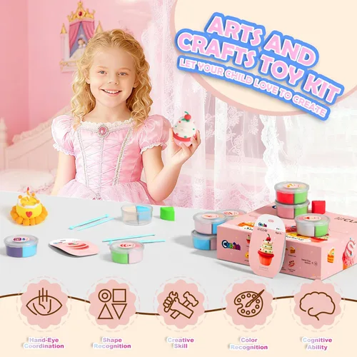 Vista 3 de Kit de plastilina de secado al aire con temática de pastel para niños - 12 cajas de arcilla mágica ultra ligera, arcilla suave para modelar DIY