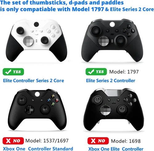 Vista 5 de Replacement Thumbsticks, D-pad, Paddles Trigger Buttons for Xbox One Elite Controller Series 2 & Elite Series 2 Core Controller (E-10IN1-Green)