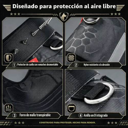 Vista 4 de Arnés de protección para perros, placa de acero ligera y flexible integrada contra ataques de coyote, halcón, raptor y aves de presa